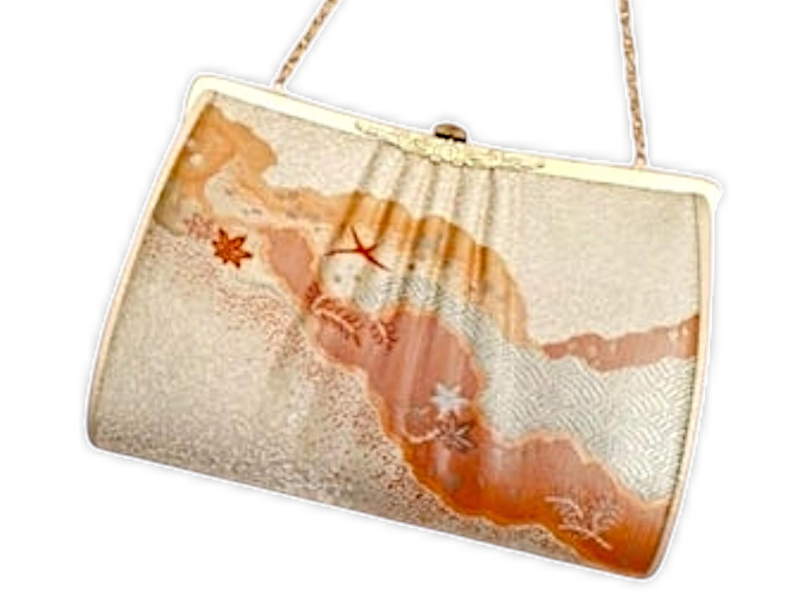 Vintage Japanese Orange Silk Handbag