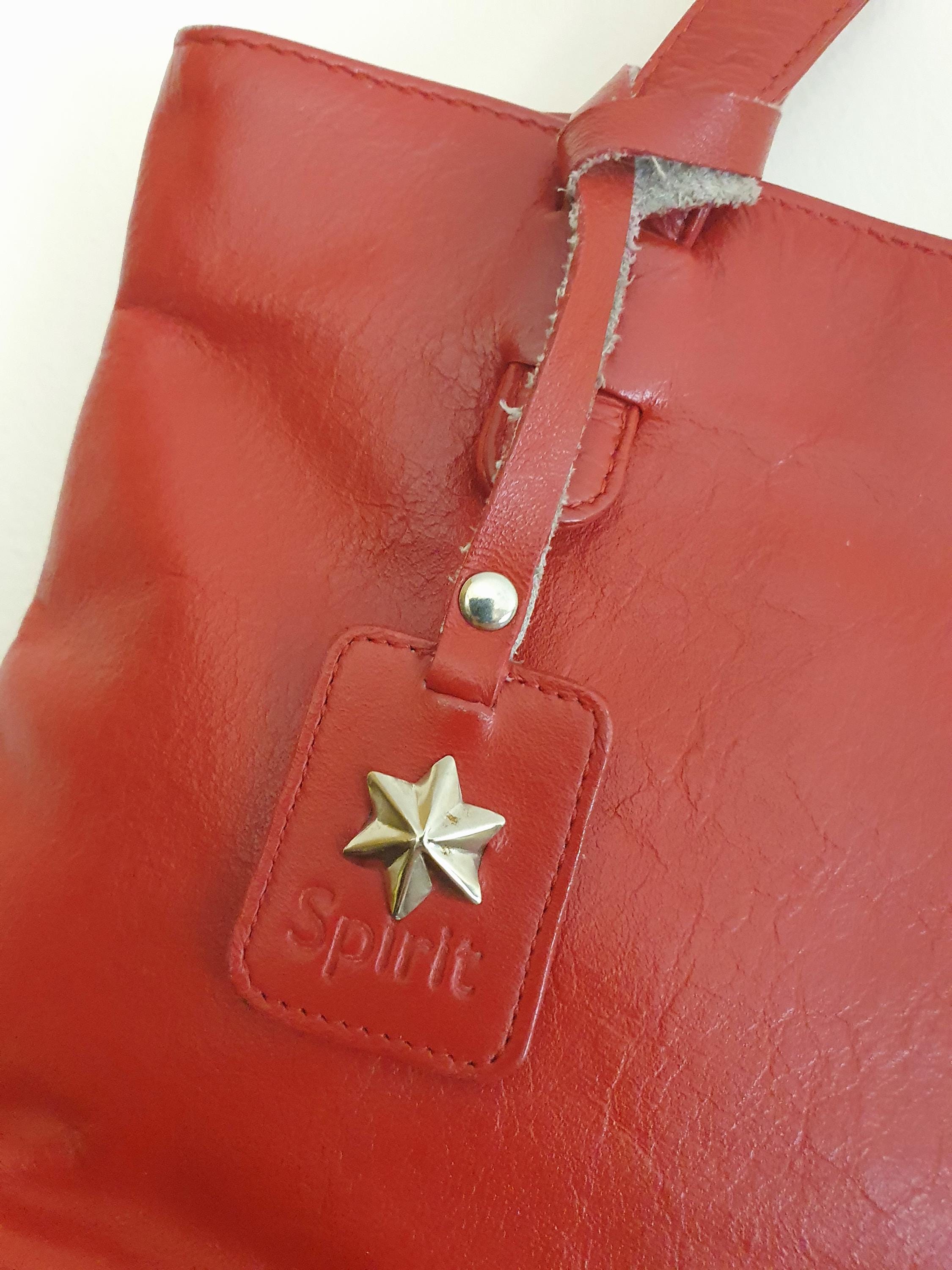 Y2k Red Soft Leather Tote Bag