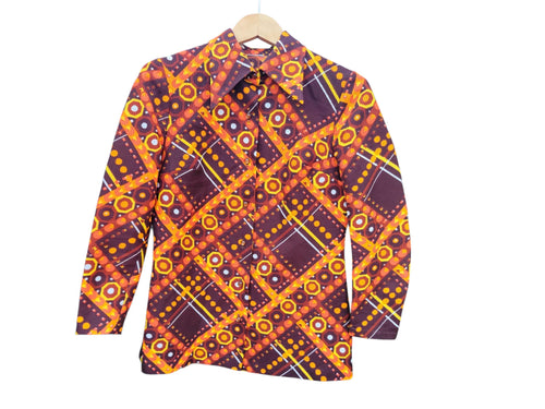 1960s 1970s Dagger Collar Shirt
