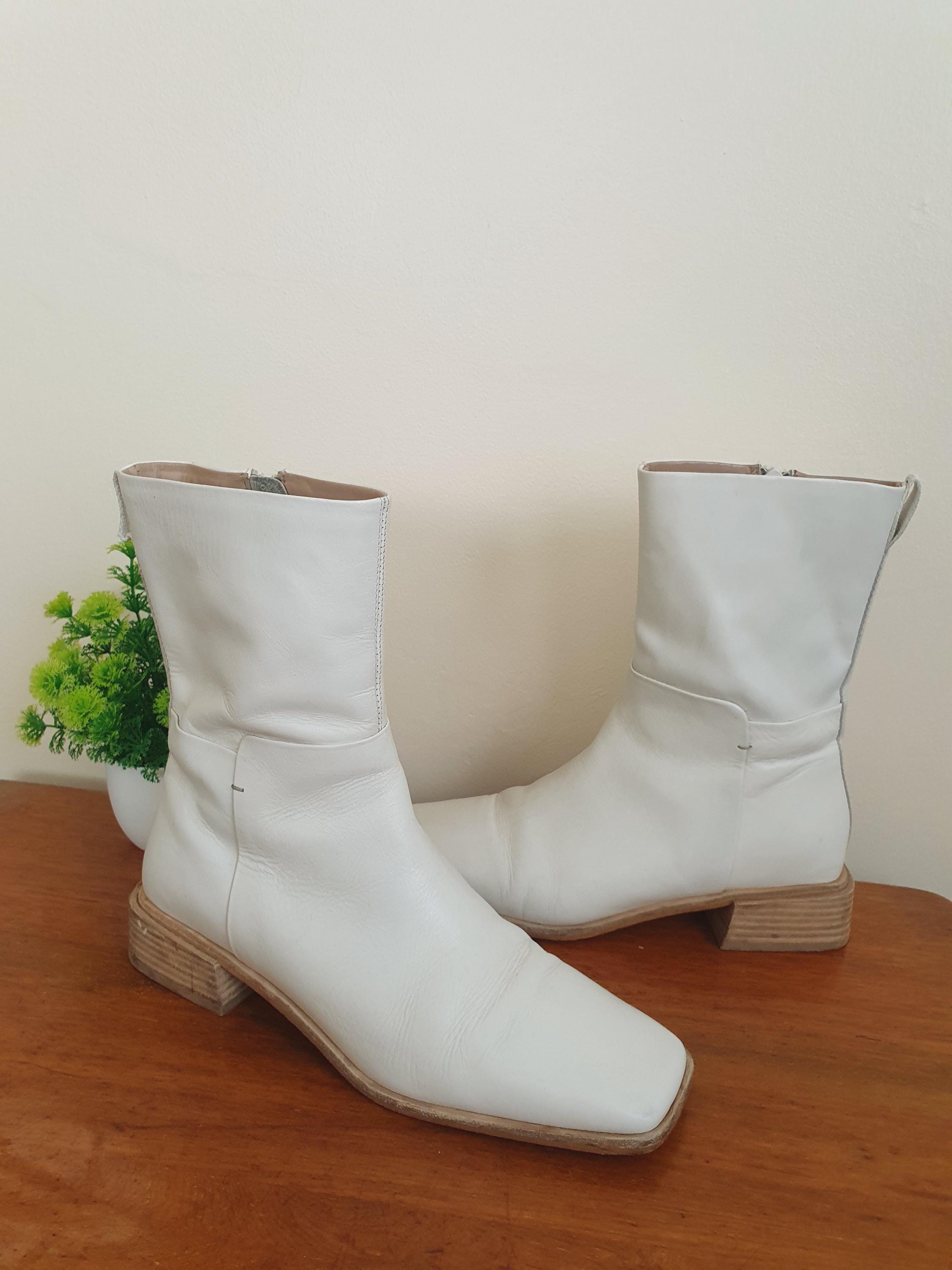 Y2k  Leather Off White John Lewis Ankle Boots