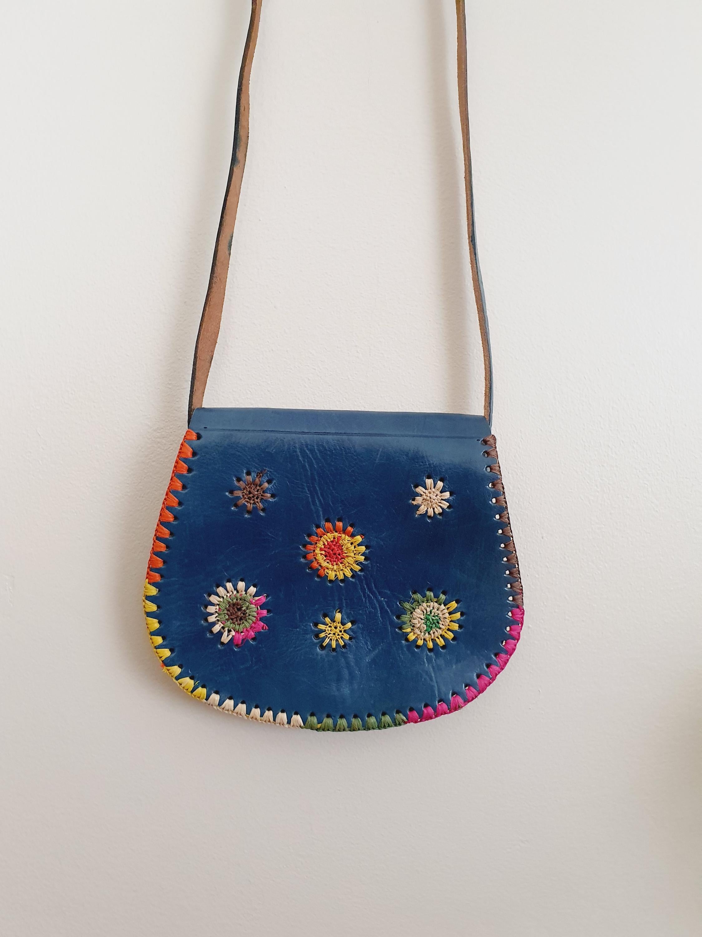 1970s Unique Leather Shoulder Bag