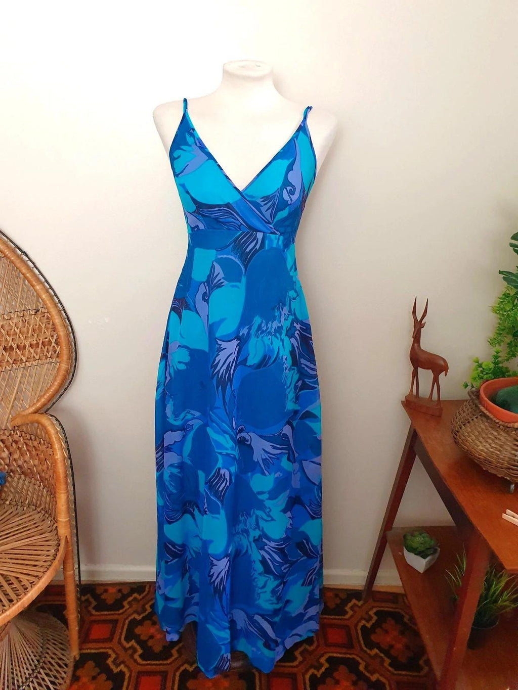 Unique 1970s Chiffon Evening Gown