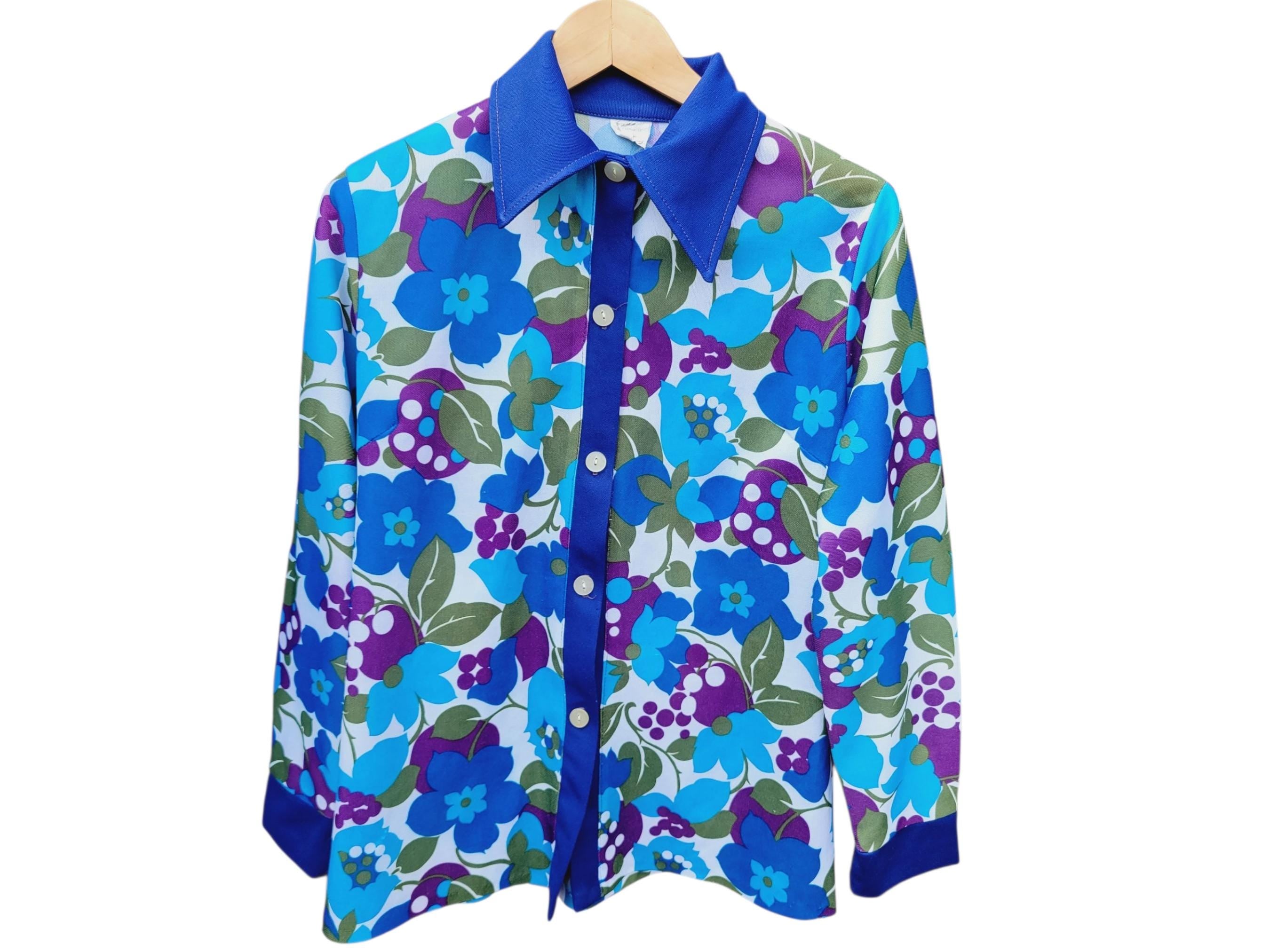 1960s 1970s Dagger collar Tunic Shirt