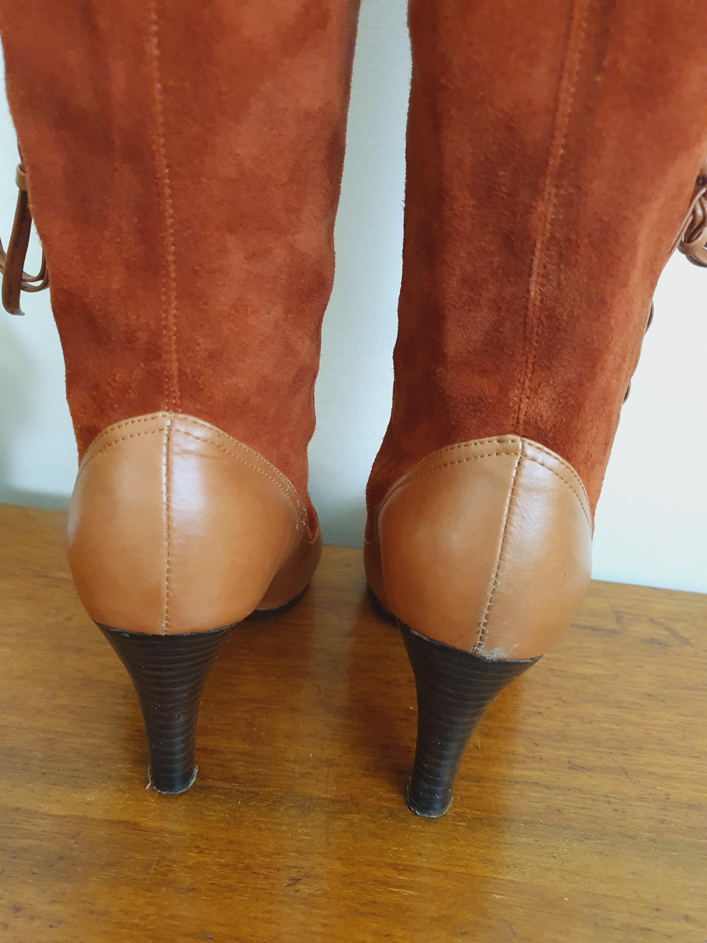 Y2k Shellys Russet Tan Suede Boots
