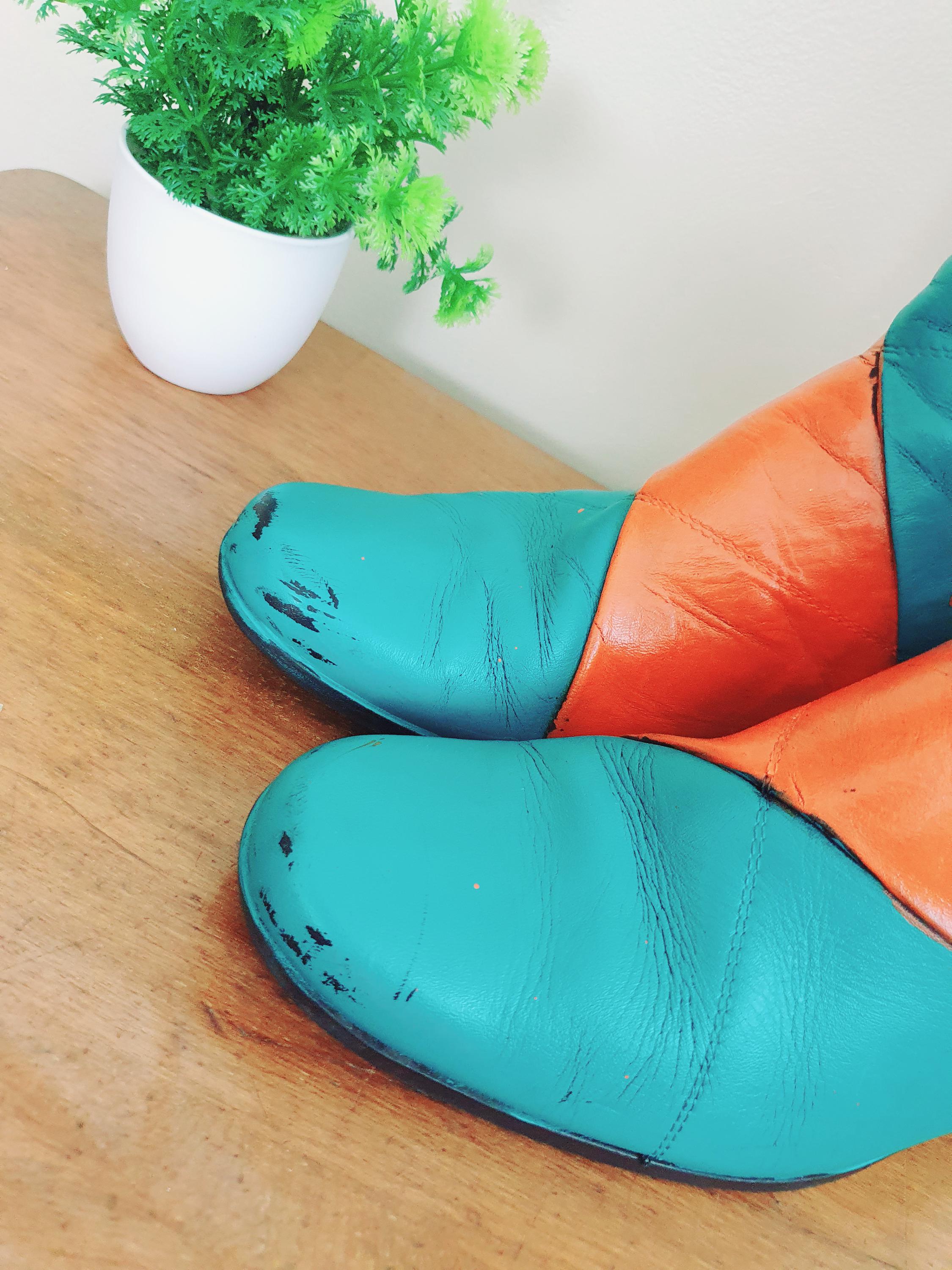 1960s Turquoise Orange Striped Boots
